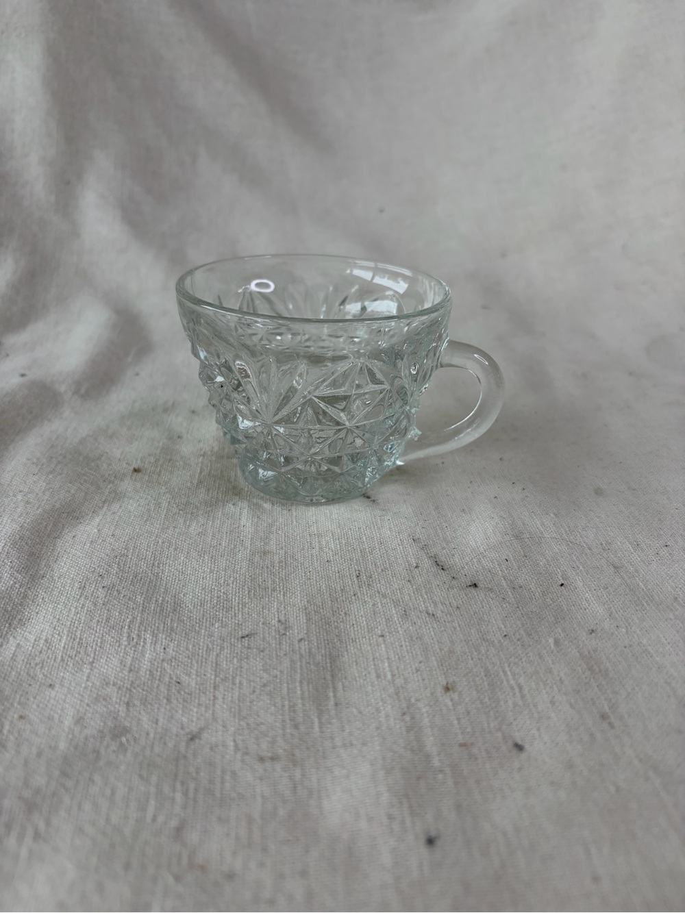 Clear Pressed Glass Teacup - Classic Pattern